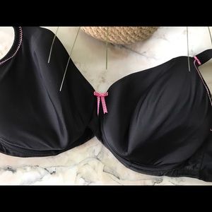 elomi Black Bra Pink Trim 34K EUC